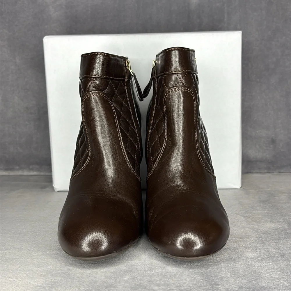 ✨ Tory Burch Leila Brown Quilted Leather Wedge Ankle Boots | Size 9M✨